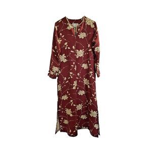 Oscar De La Renta 2000's Floral Front Zip Kaftan‎ Maxie Dress Women's Size XS